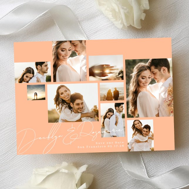 Save The Date Collage de pêche d'été moderne Code Qr Multi Photo (Créateur téléchargé)