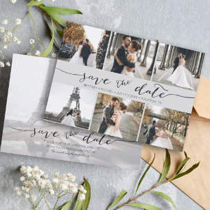 Save The Date Collage de photos avec lettres à la main Enregistr