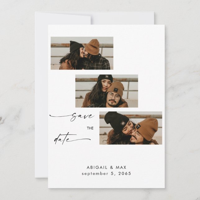 Save The Date Collage Photo Booth Strip Wedding Enregistrer la d (Devant)