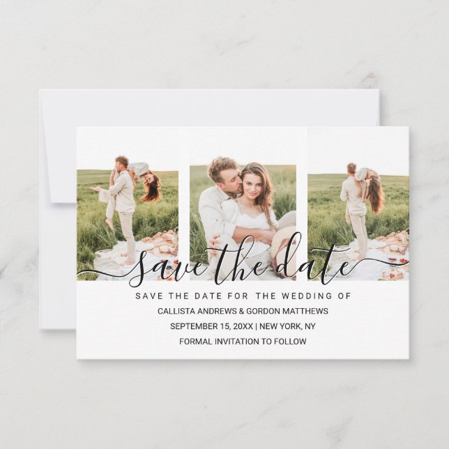 Save The Date Collage Photo de Couple avec une Typographie Simpl (Devant)