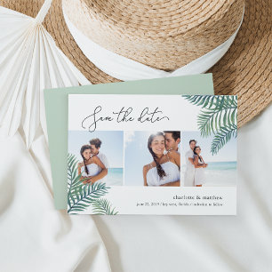 Save The Date Collage photo de feuillage tropical Enregistrer la