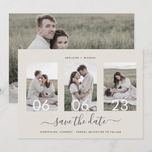 Save The Date Collage photo de script romantique moderne
