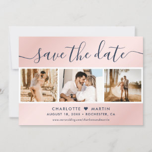 Save The Date Collage photo Mariage bleu et blanc de la Marine