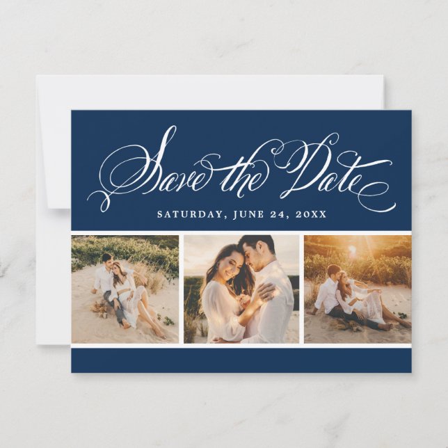 Save The Date Collage photo Mariage de script de calligraphie de (Devant)