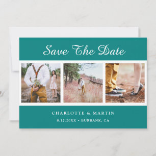 Save The Date Collage Photo Mariage turquoise Enregistrer Les Ca