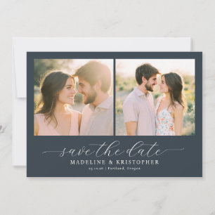 Save The Date Collage photo minimaliste romantique marine