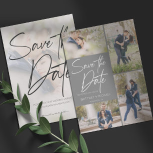 Save The Date Collage photo moderne Gris