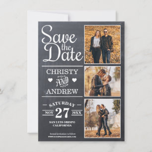 Save The Date Collage photo rustique Chalkboard