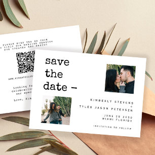 Save The Date Collage photo typographie moderne QR CODE mariage