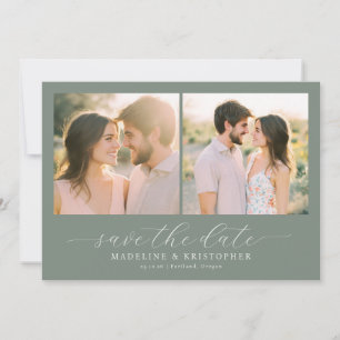 Save The Date Collage photo vert romantique