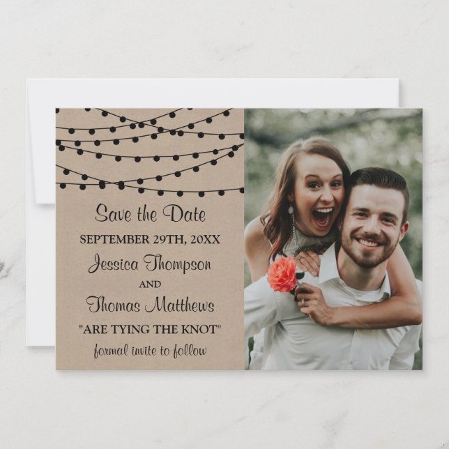Save The Date Collection de Mariages Rustic Kraft (Devant)