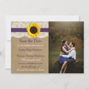 Save The Date Collection Rustique de Mariages de tournesol Kraft