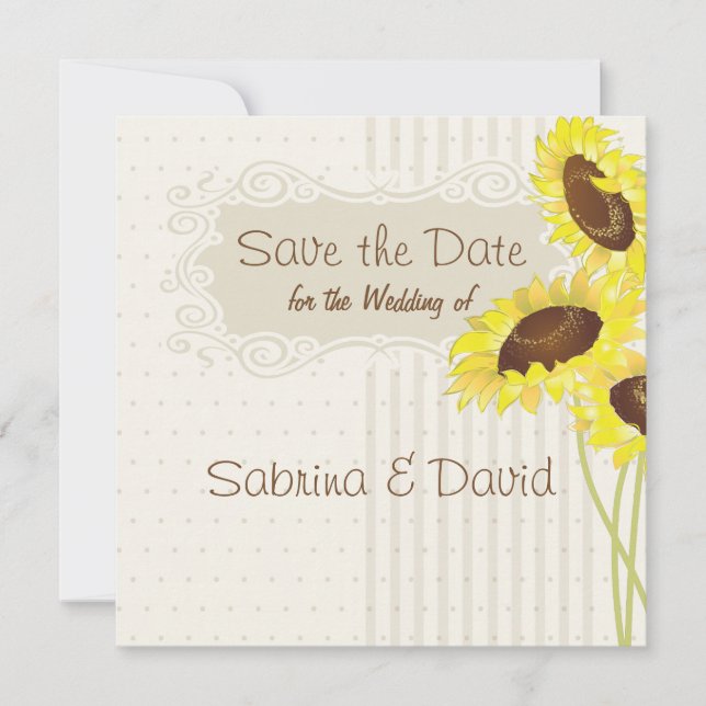 Save The Date Collection Sunflowers And Stripes Enregistrer la d (Devant)