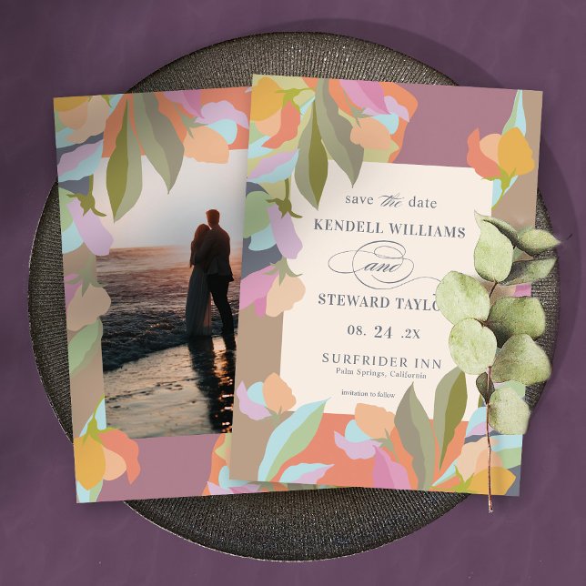 Save The Date Coloré Chaud Floral Elegance Boho Mariage (Créateur téléchargé)