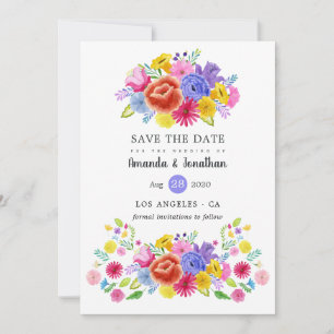 Save The Date Coloré Floral Mexicain Fiesta Photo Mariage