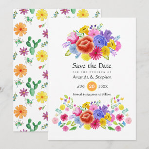 Save The Date Coloré Floral mexicain Mariage Fiesta