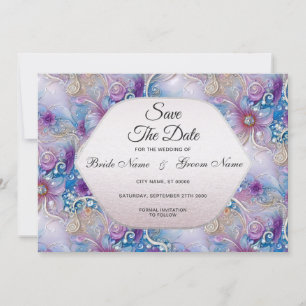 Save The Date Coloré Floral Pearly Gems Enregistrer La Date