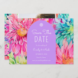 Save The Date Coloré moderne Tropical Floral Mariage Photo