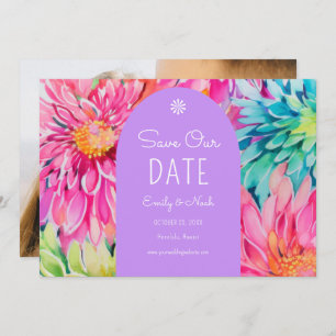 Save The Date Coloré moderne Tropical Floral Mariage Photo