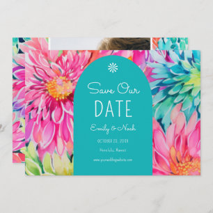 Save The Date Coloré moderne Tropical Floral Mariage Photo