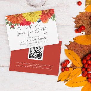 Save The Date Colorful Fall Floral QR Code Mariage Enregistrer L