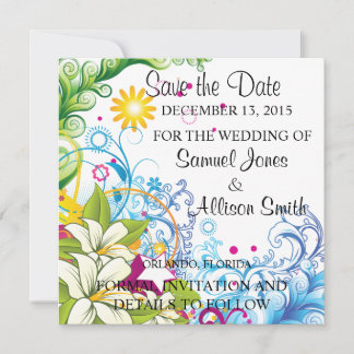 Save the Date Colourful Background Design Invite