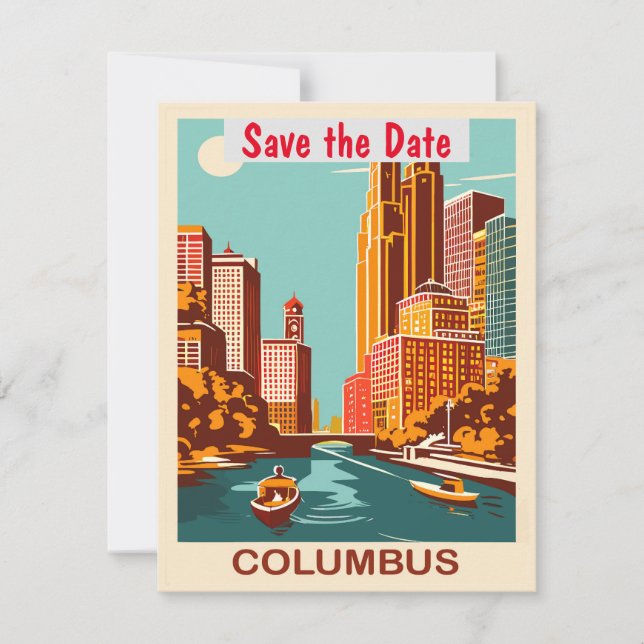 Save The Date Columbus City, Ohio, Waterfront, (Devant)