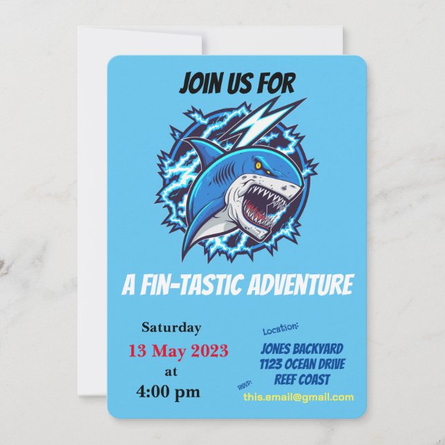 Save The Date Combattre l'invitation de la fête du requin Ninja (Devant)