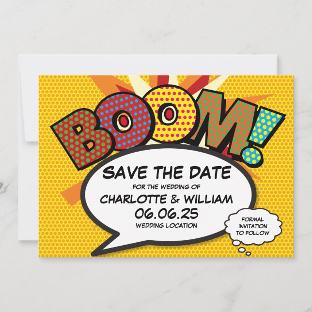 Save The Date Comic Book Modern Fun Mariage Enregistrer La Date (Devant)