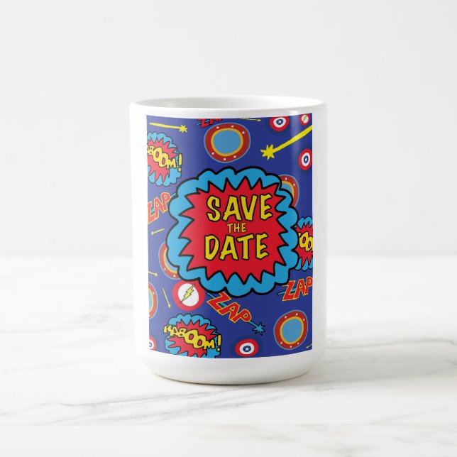 Save the Date Comic Heroes Magic Mug (Center)