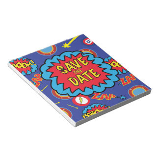 Save the Date Comic Heroes Notepad