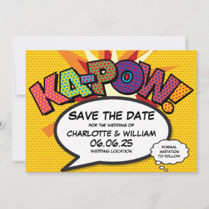 Save The Date Comique Moderne Fun Livre Kapow Mariage Enregistre