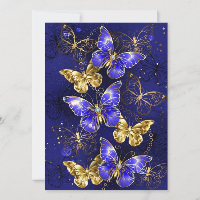 Save The Date Composition avec papillons de saphir (Devant)