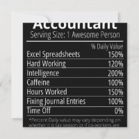 Comptable Nutrition Fact, Valeurs Nutritionnelles