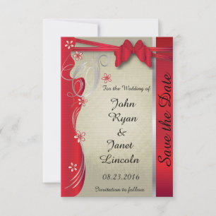 Save The Date Conception vintage de courbe   Rouge profond
