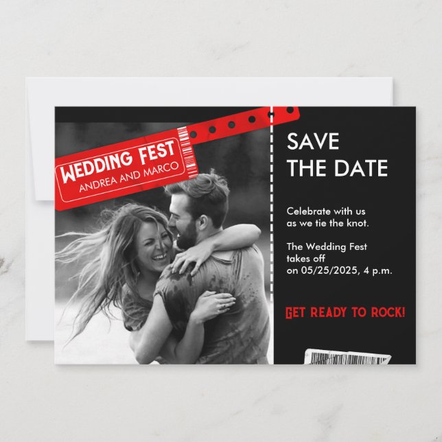 Save The Date Concert de Mariage de rock et de roll Enregistrer  (Devant)