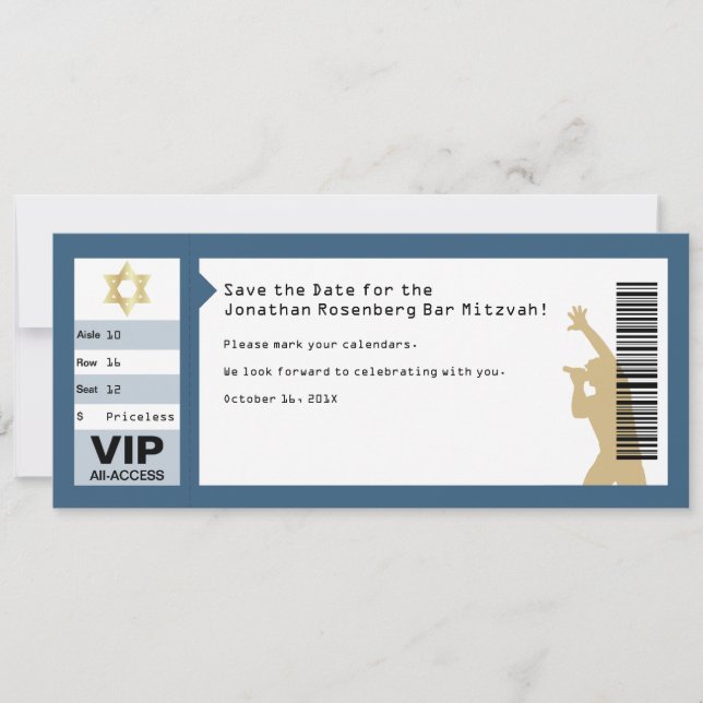 Save The Date Concert Ticket Bar Mitzvah Enregistrer la date dan (Devant)