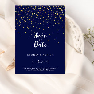 Save The Date Confetti d'or Mariage Marine Enregistrer La Date