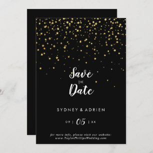 Save The Date Confetti d'or   Noir Mariage Enregistrer La Date