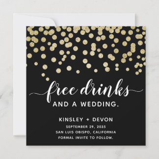 Save The Date Confetti Glamour Funky Gold & Black Parties scinti