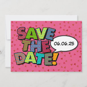 Save The Date Confettis de coeurs roses modernes pour mariage, E