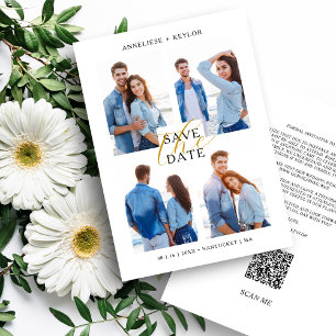 Save The Date Cool Chic Romantic 4 Multi Photos Wedding Trendy 