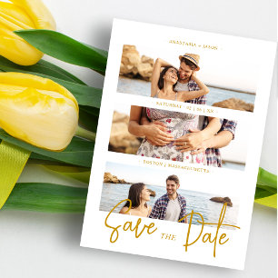 Save The Date Cool Fake Golden Romantic Mariage 3 Multi Photos