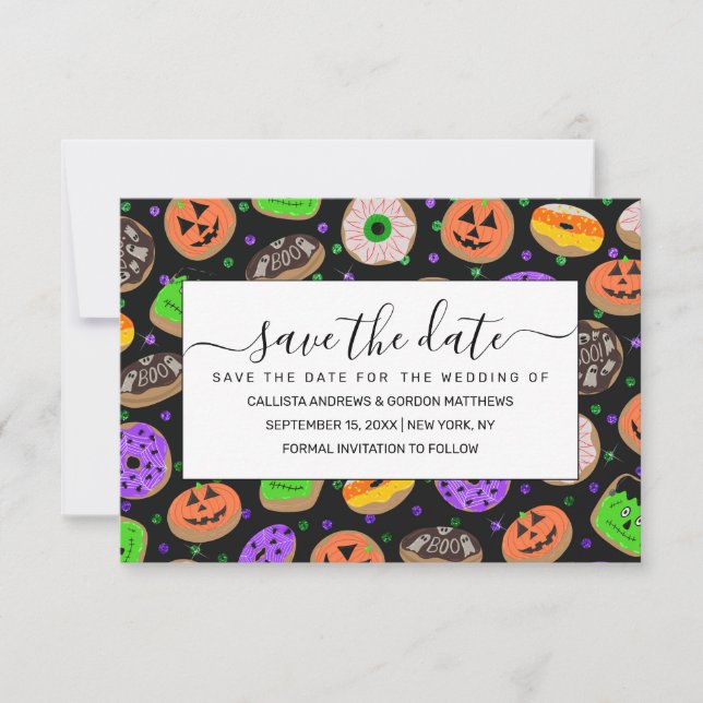Save The Date Cool Parties scintillant mignonne Confetti Donuts  (Devant)