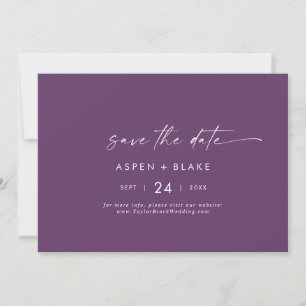 Save The Date Coordonnée aquarelle moderne   Horizontal pourpre