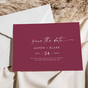 Save The Date Coordonnée aquarelle moderne Horizontal rouge