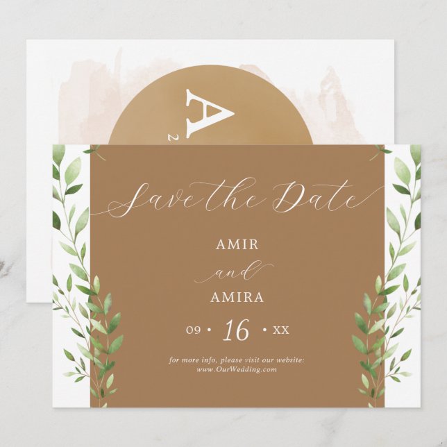 Save The Date Coordonnée de la verdure horizontale (Devant / Derrière)