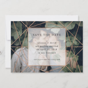 Save The Date Copper Geo Photo Enregistrer la Date