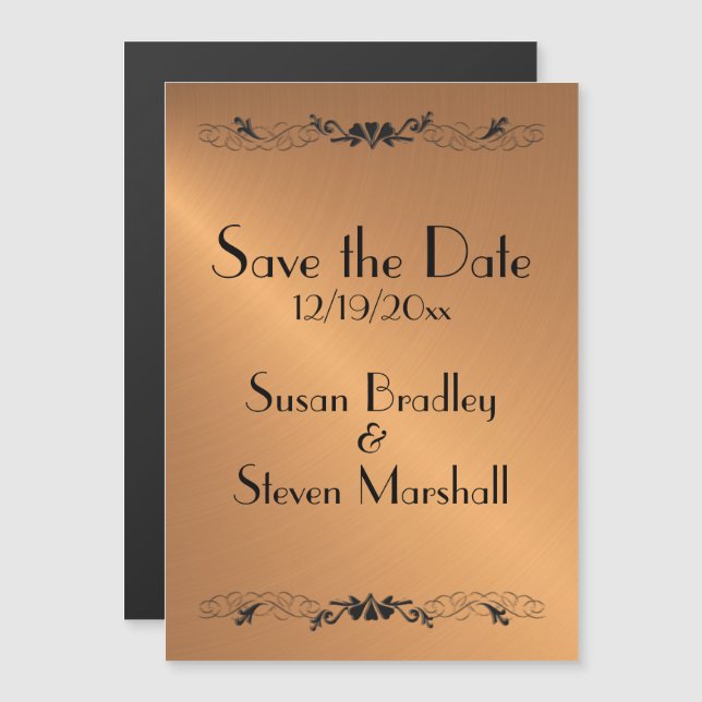 Save the Date Copper Shine Magnetic Invitation (Front/Back)