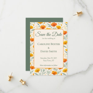Save The Date Coquelicots orange Fleurs